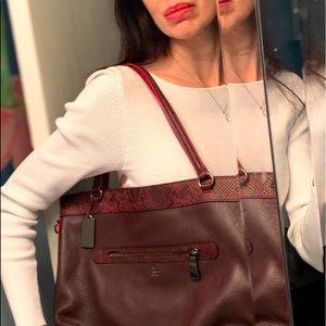 COACH TYLER TOTE LEATHER & REPTILE W/WALLET